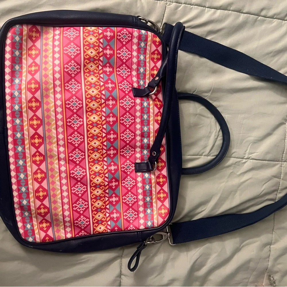 Blue Floral Elephant Print Weekender Tote Bag